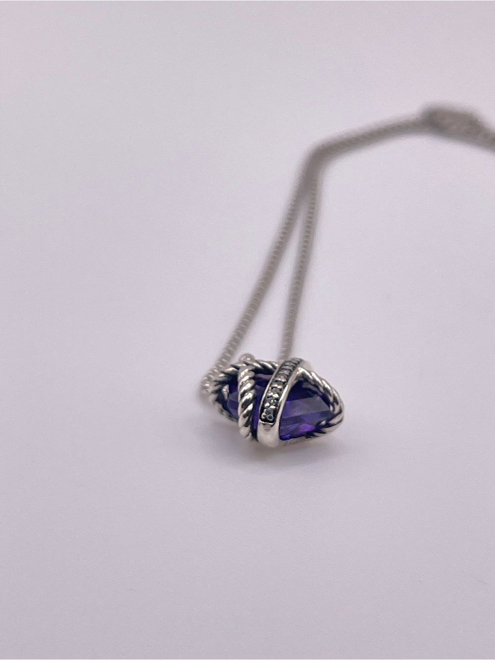 David Yurman Cable Wrap Necklace with Amethyst and Diamonds - Picture 4 of 9